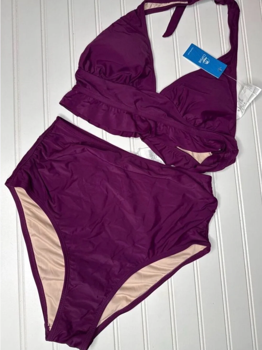NWOT CUPSHE Purple Two-Piece High-Waist Bikini Set